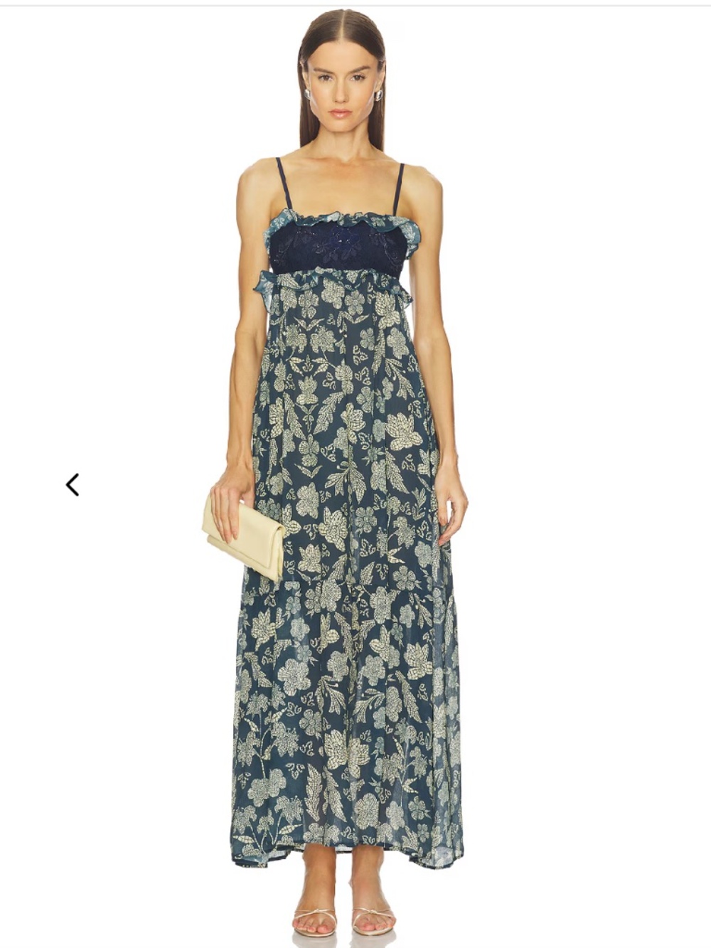 Agua Bendita Women's Blue Amaranta Floral-Print Ruffled Maxi Dress (Worn Once)
